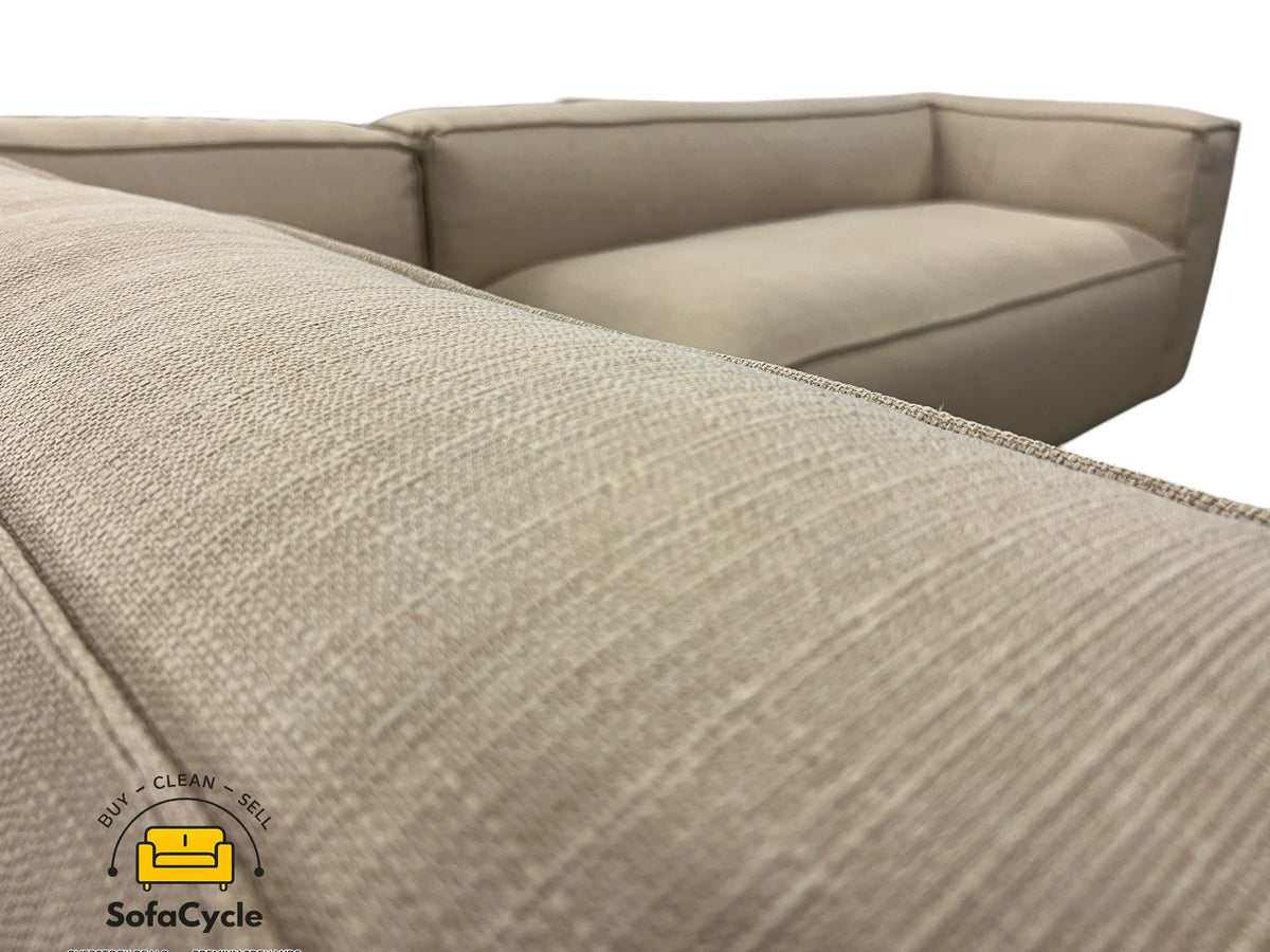 Hoekzetel beige in stof, hoek L – overstock