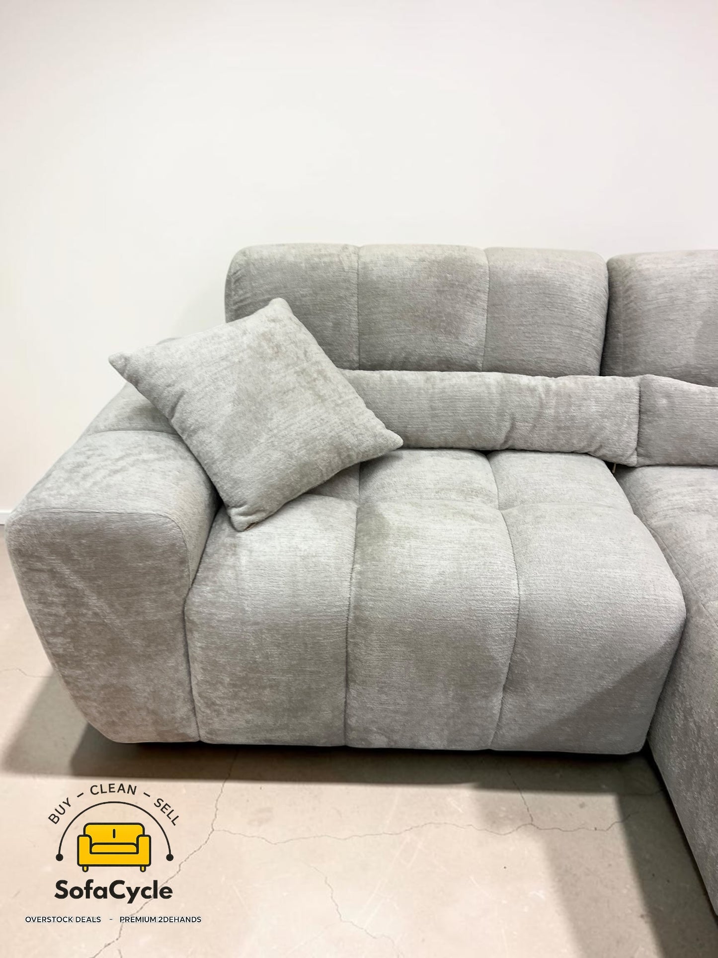 Goossens bubbel hoekzetel grijs in stof, hoek R – overstock