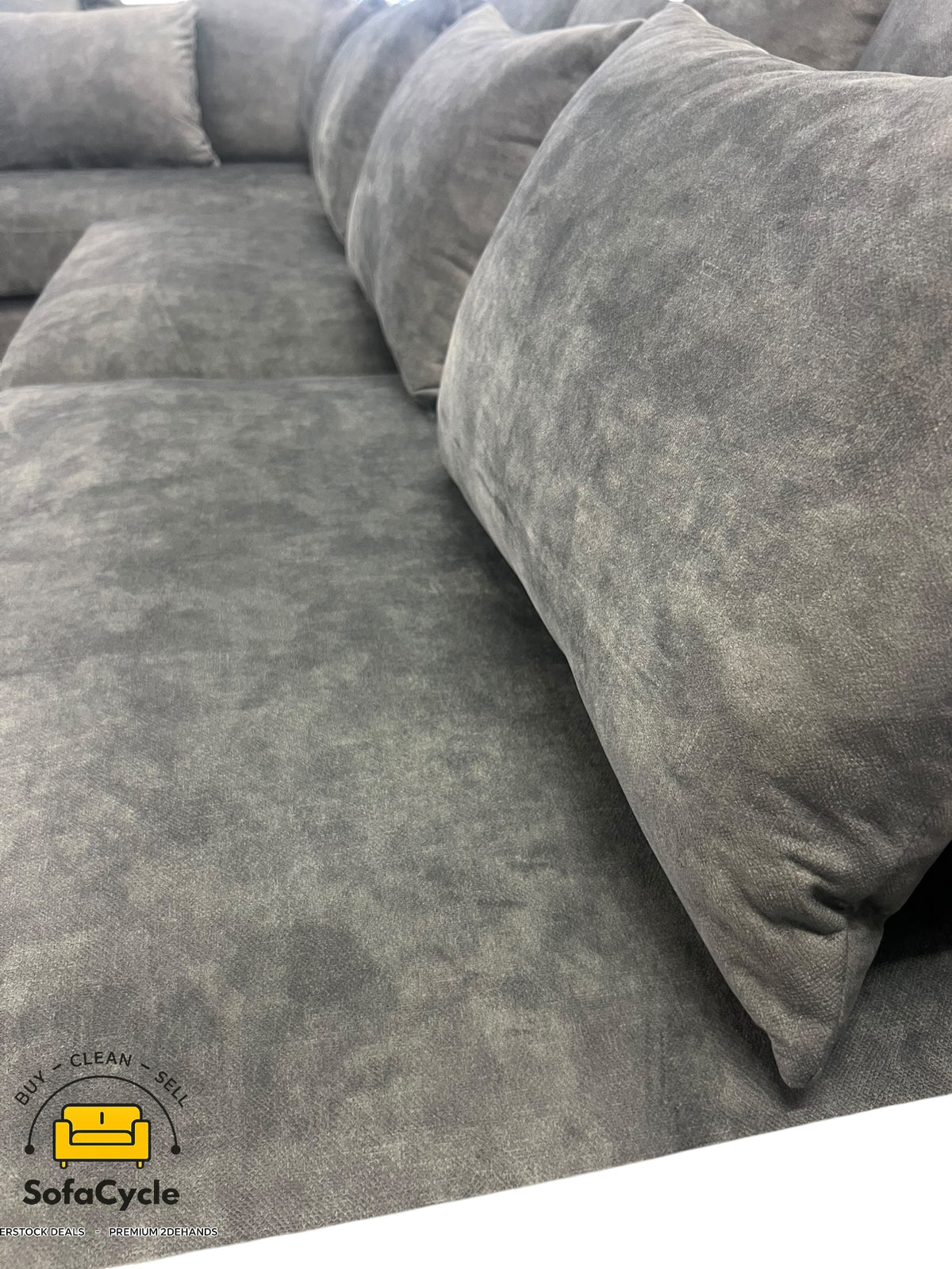 Hoekzetel grijs in fluweel, hoek L – overstock