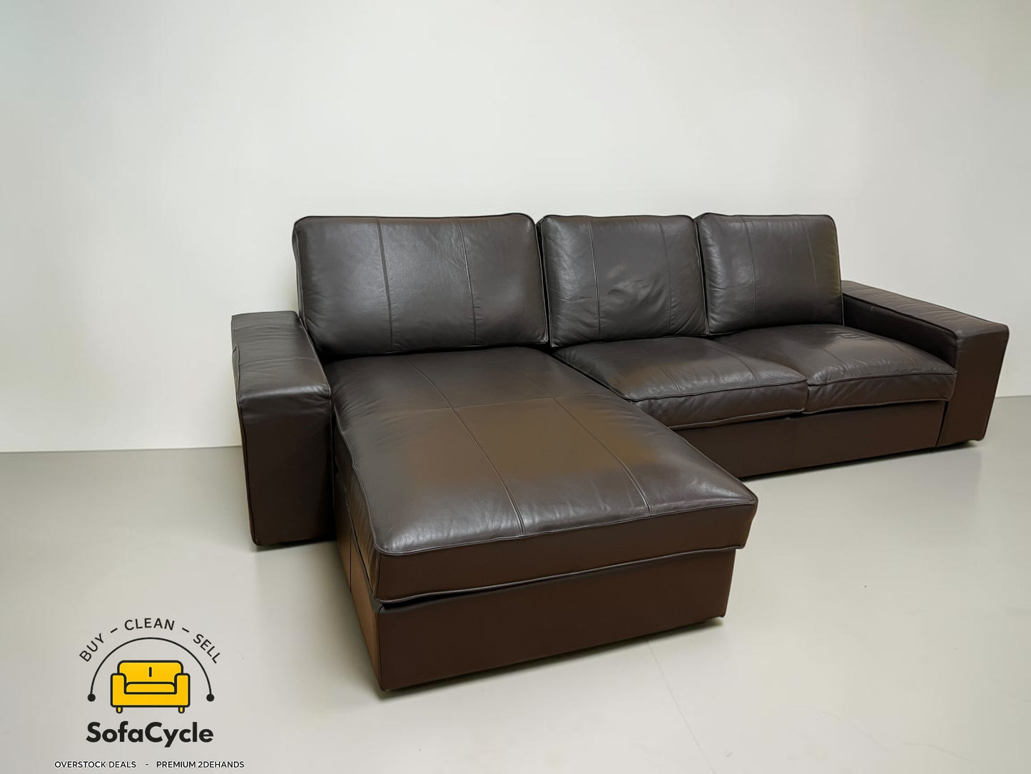 IKEA hoekzetel bruin in echt leder, hoek L – tweedehands