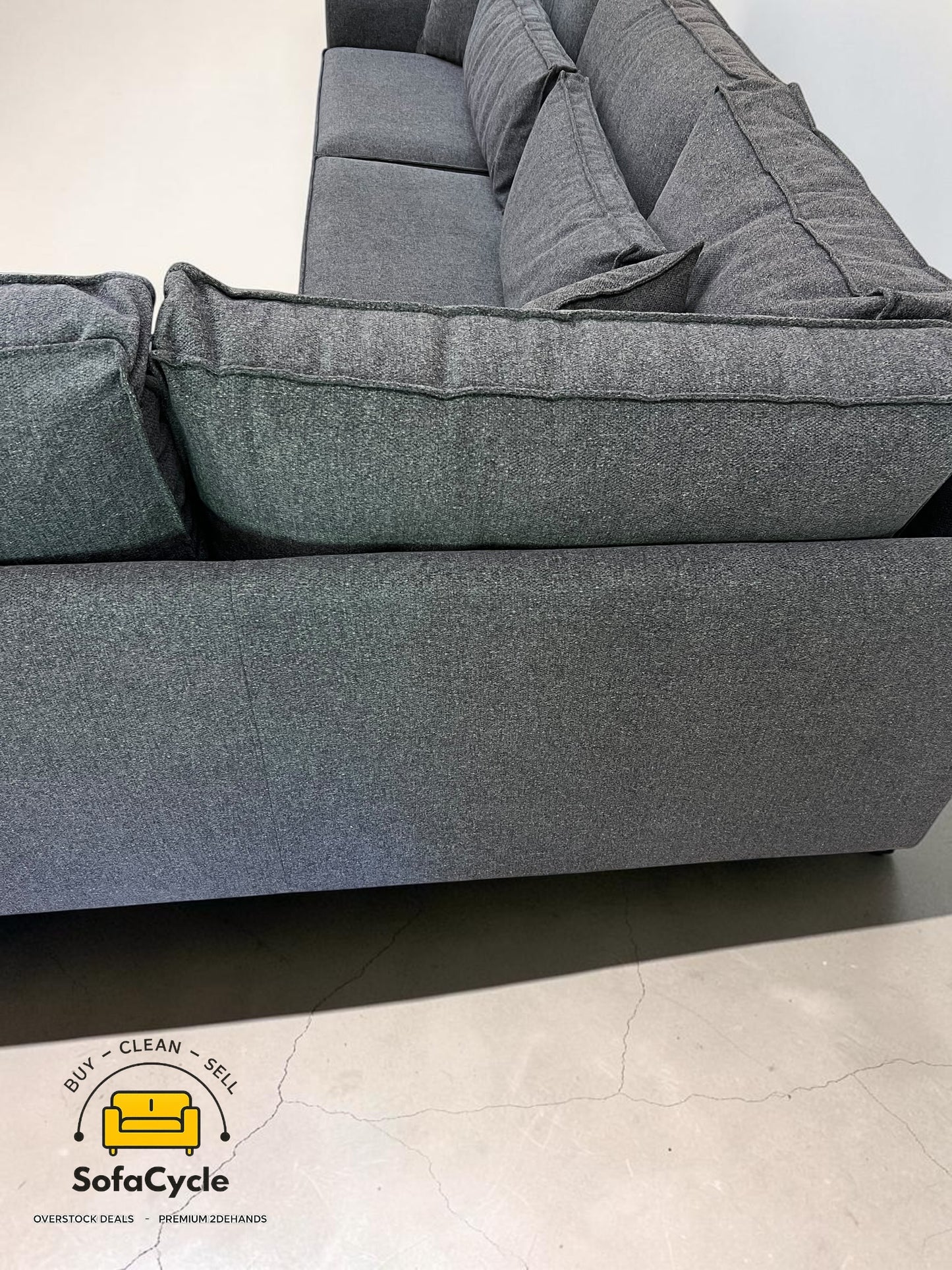 Hoekzetel donkergrijs in stof, hoek R – overstock