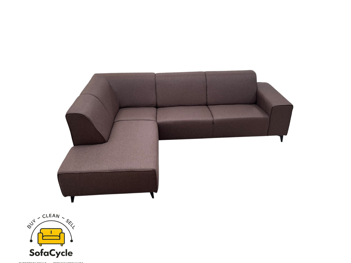 Hoekzetel bruin in stof, hoek L – overstock