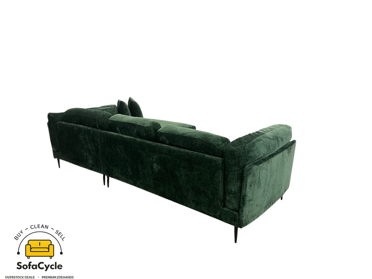 Ruime hoekzetel groen in stof, hoek R – overstock