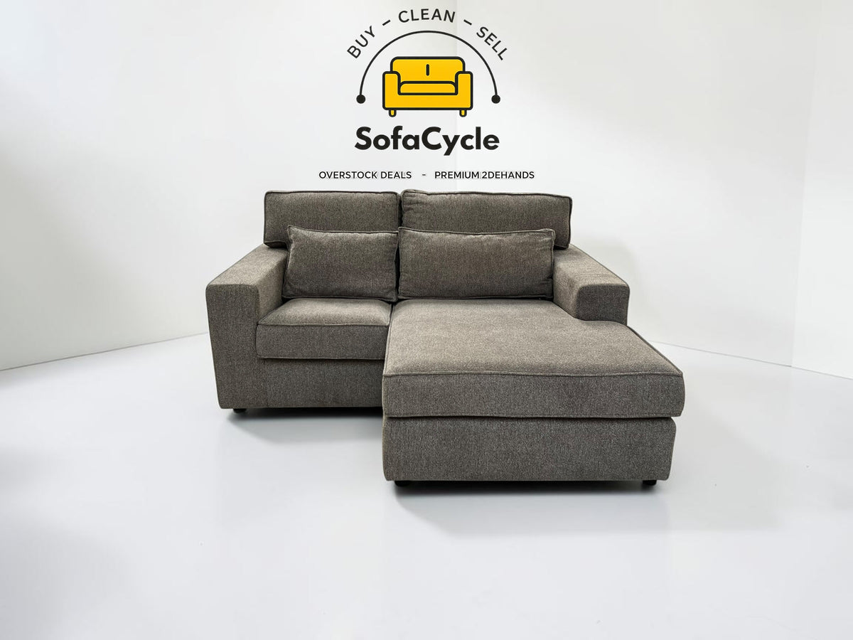 Compacte hoekzetel grijs in stof, hoek R – overstock