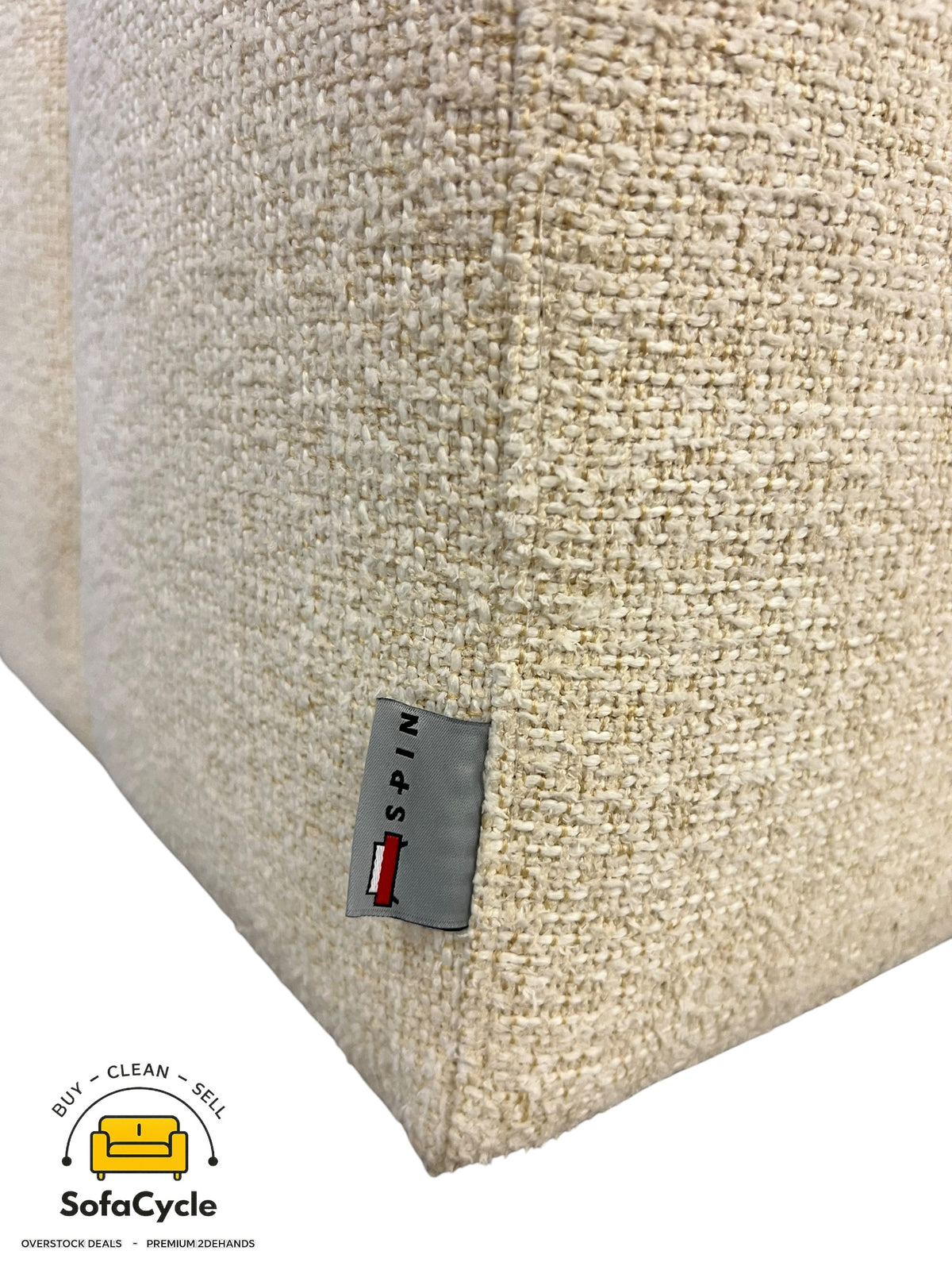 Hoekzetel beige in bouclé, extra breed, hoek R – overstock
