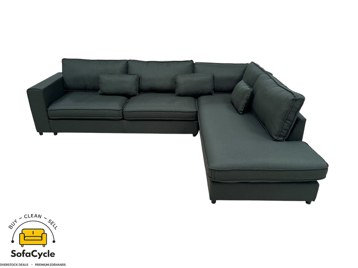 Hoekzetel groen in stof, hoek R – overstock