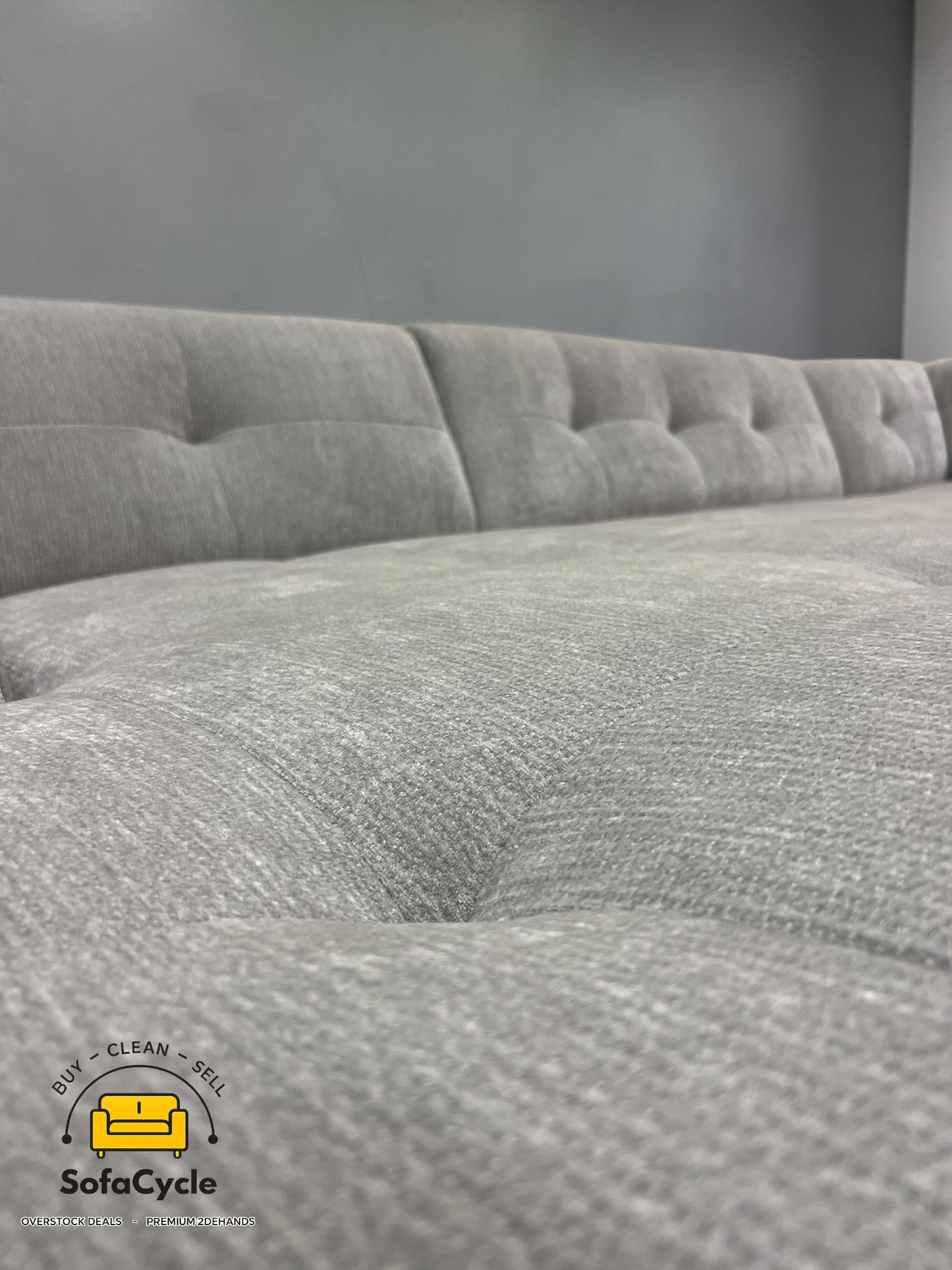 Cardiff U-zetel grijs in bouclé – overstock