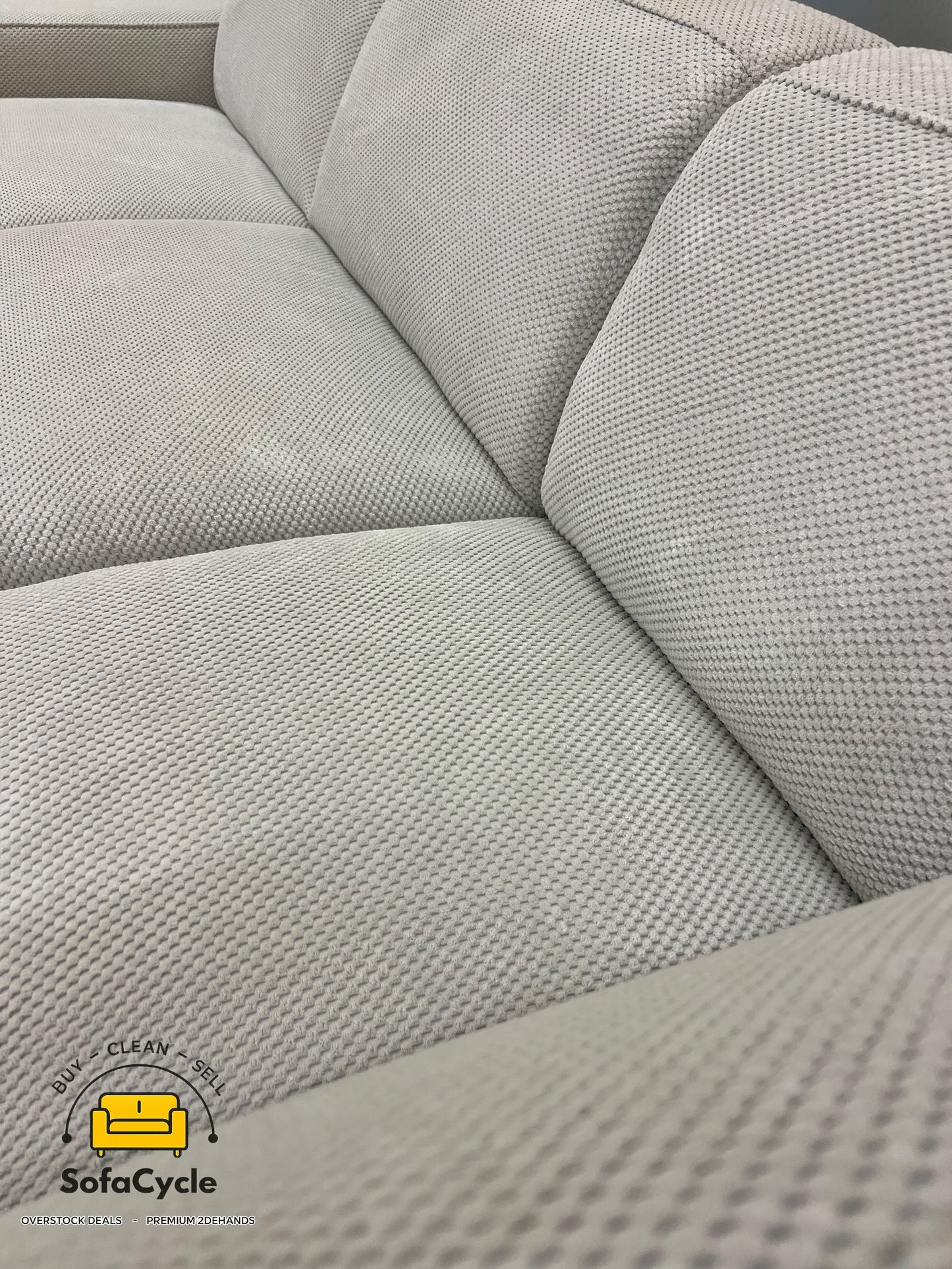 Manchester hoekzetel wit in bouclé, hoek L – overstock