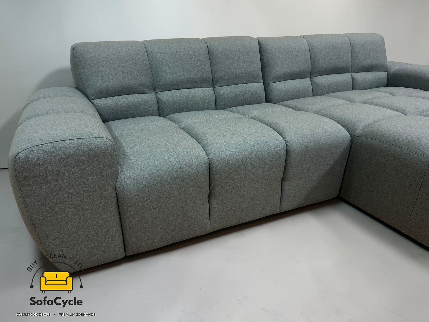 Goossens Opulent hoekzetel blauw in stof, hoek R – overstock
