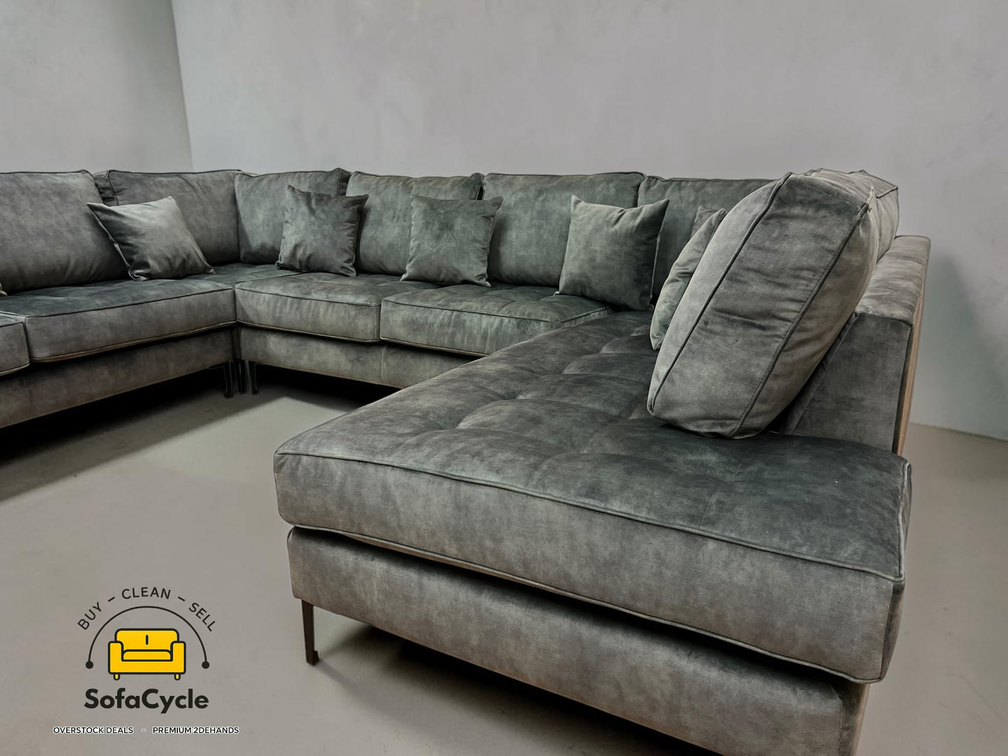 U-zetel groen in fluweel – overstock