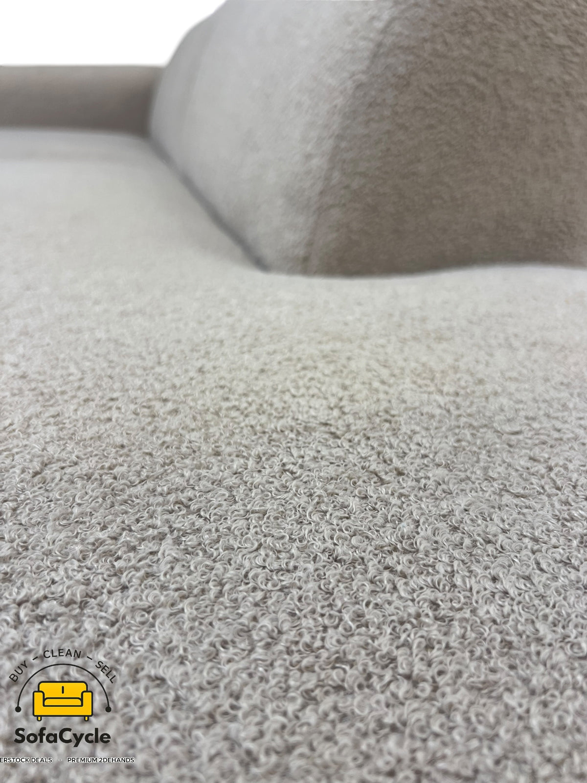 Hoekzetel beige in bouclé, hoek L – overstock