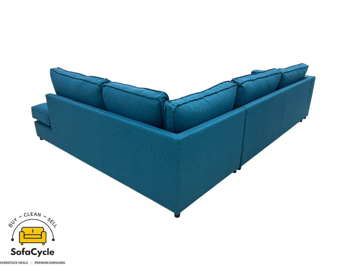Hoekzetel blauw in stof, hoek R – overstock