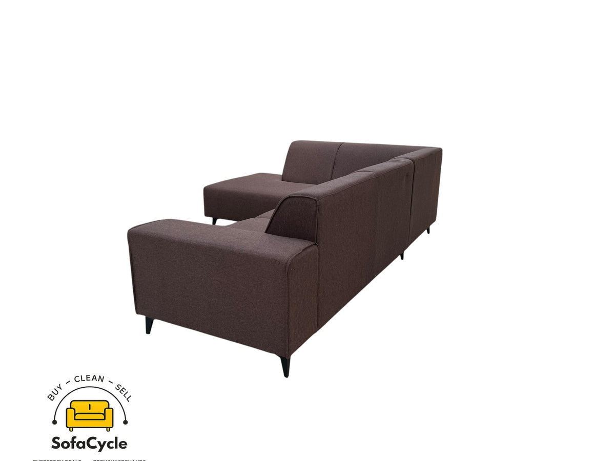 Hoekzetel bruin in stof, hoek L – overstock