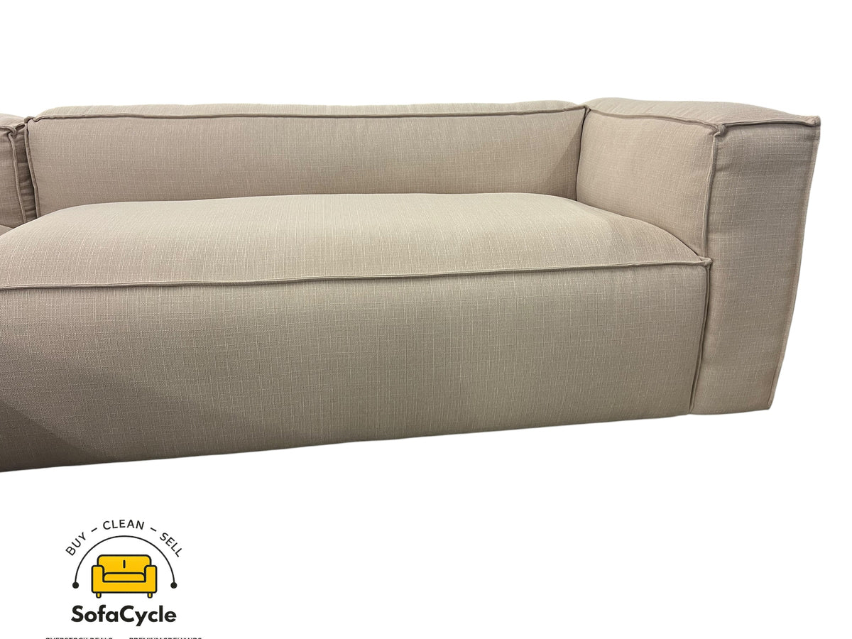 Hoekzetel beige in stof, hoek L – overstock