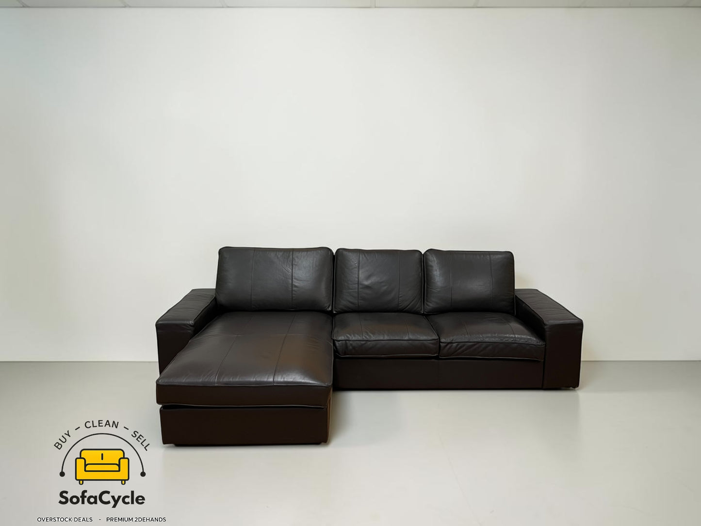 IKEA hoekzetel bruin in echt leder, hoek L – tweedehands