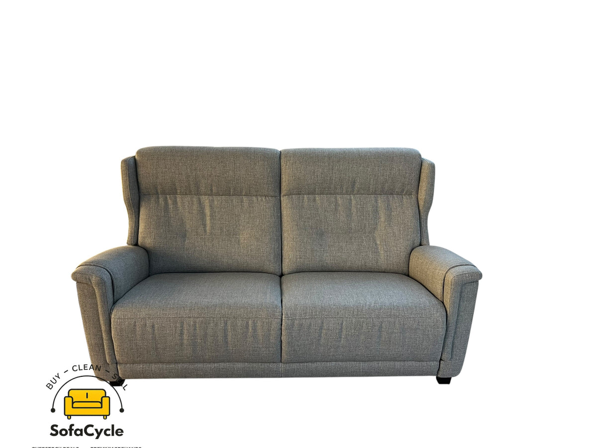 Zetel grijs in stof met hoge rugleuning – tweedehands