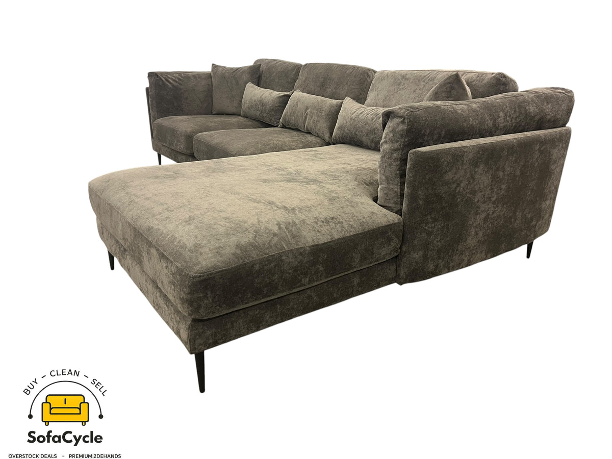 Hoekzetel antraciet in stof, hoek R – overstock