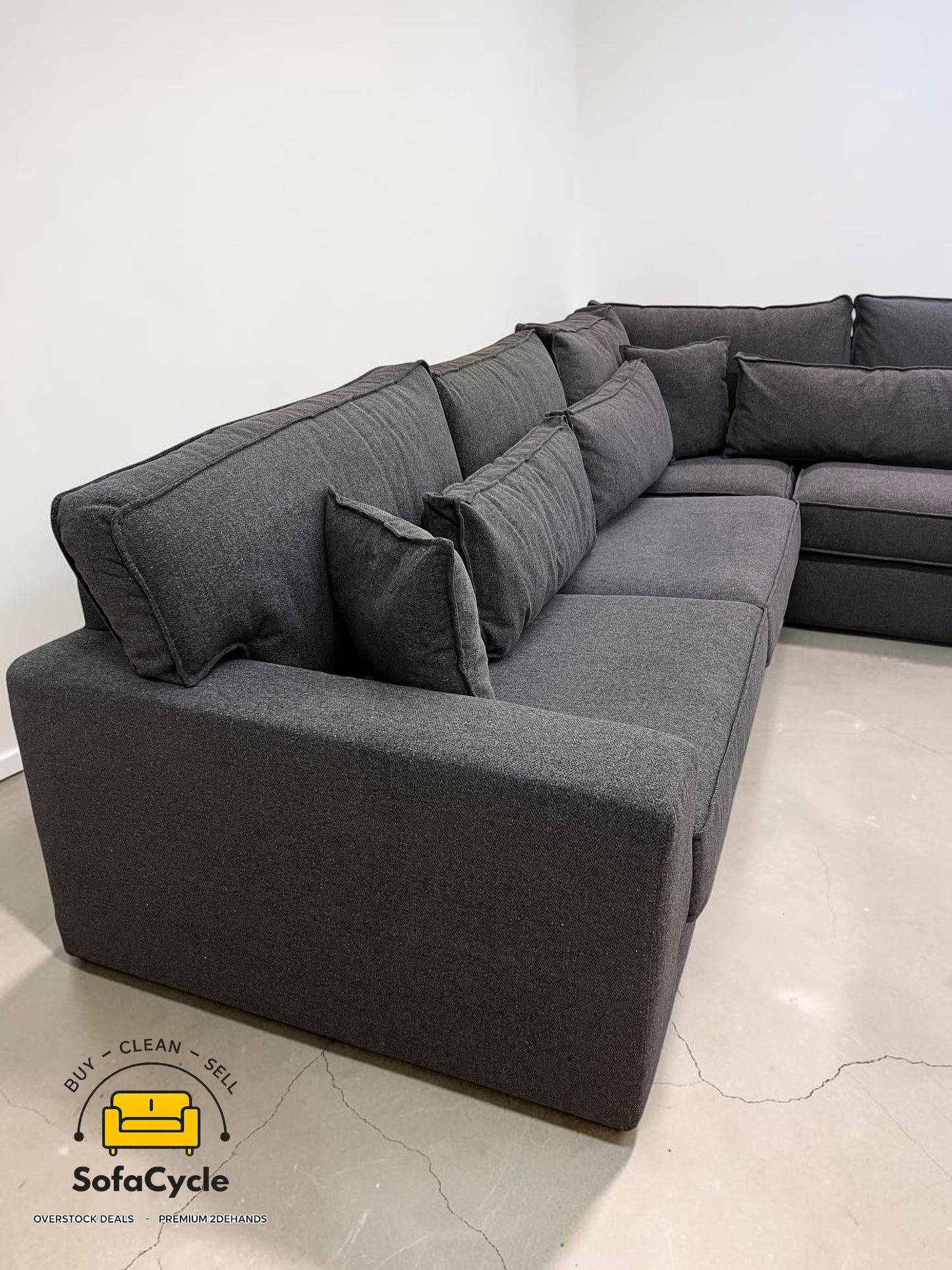 Hoekzetel donkergrijs in stof, hoek R – overstock
