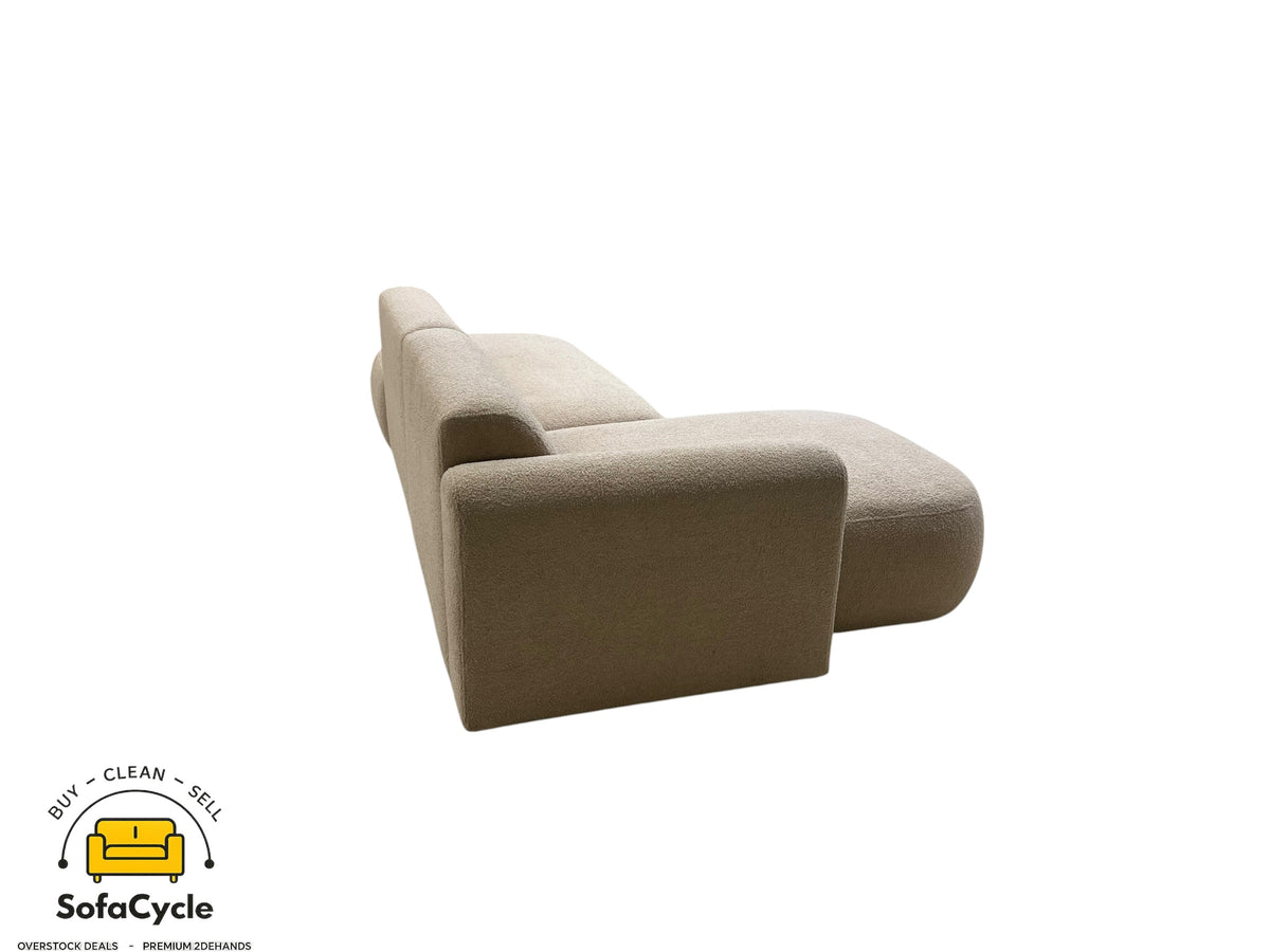 Hoekzetel beige in bouclé, hoek L – overstock