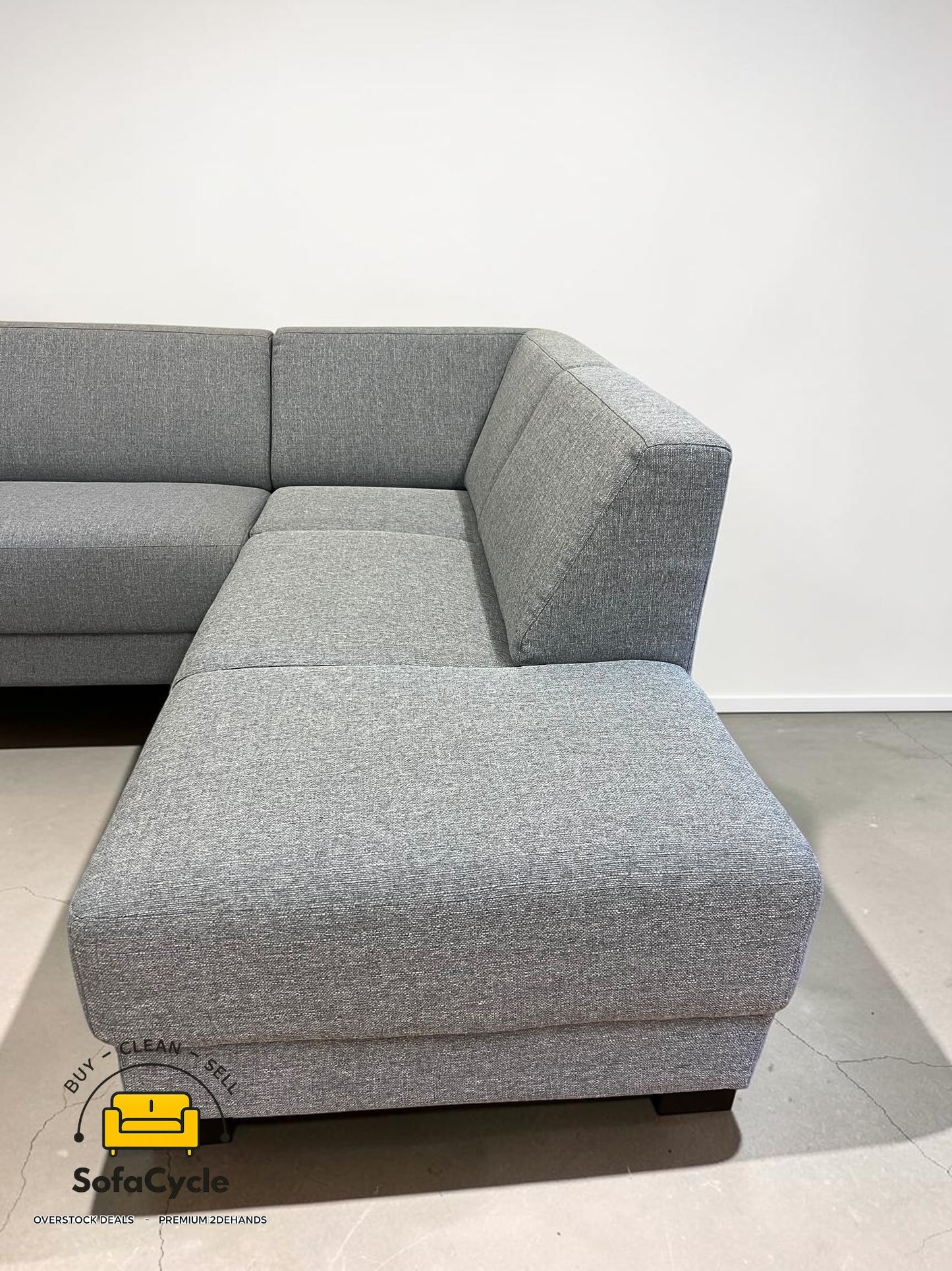 Goossens hoekzetel grijs in stof, hoek R – overstock