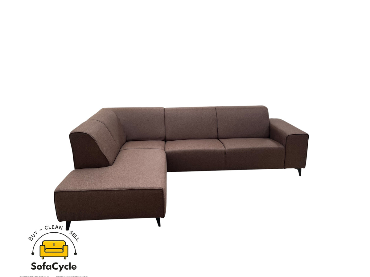 Hoekzetel bruin in stof, hoek L – overstock