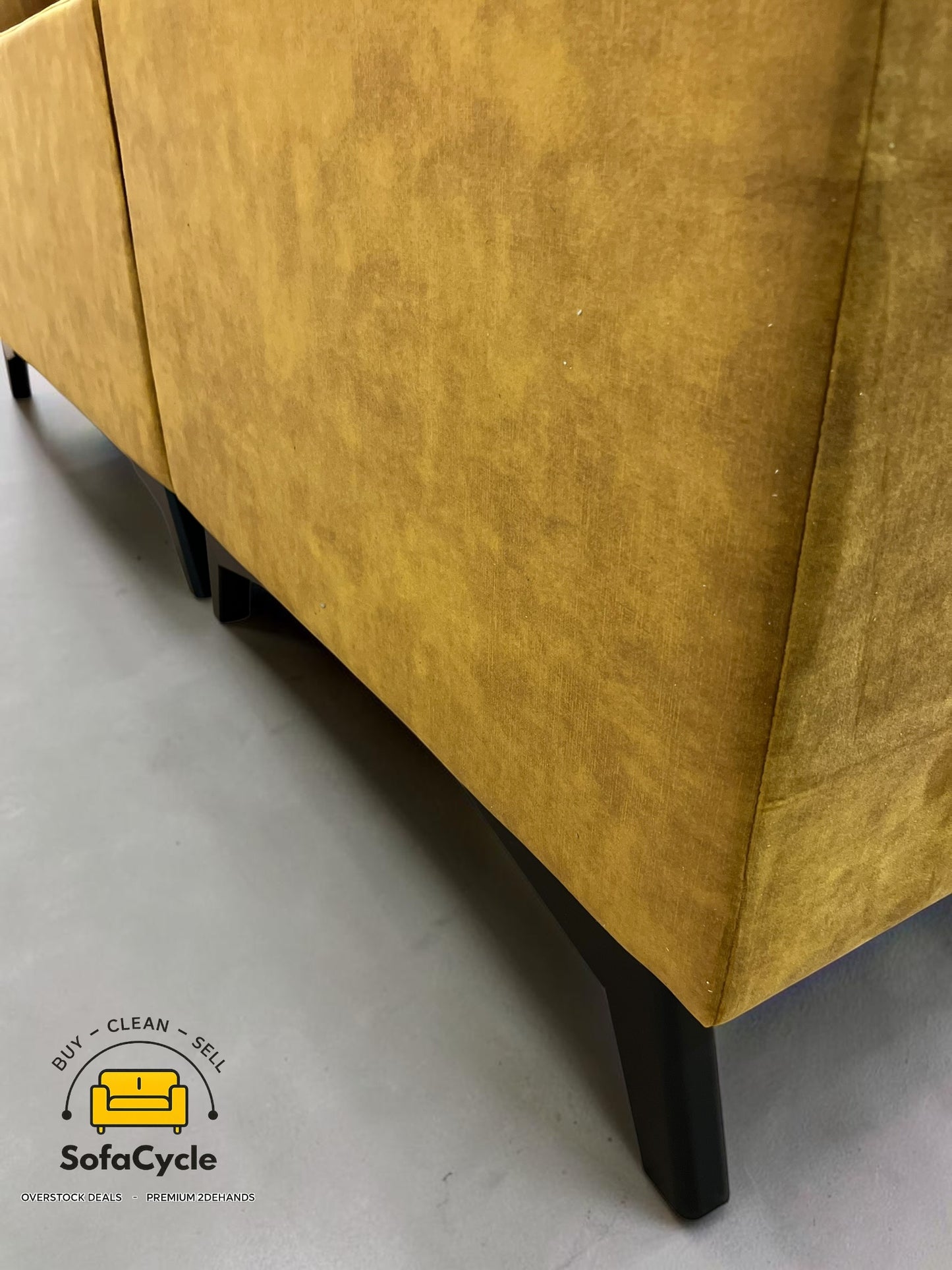 Goossens hoekzetel geel in fluweel, hoek L – overstock