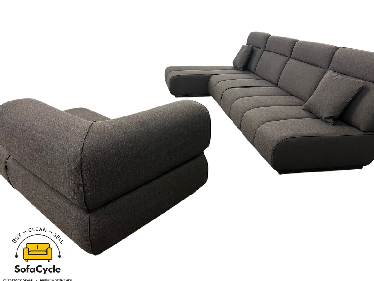 Hoekzetel zwart in stof, modulair – overstock