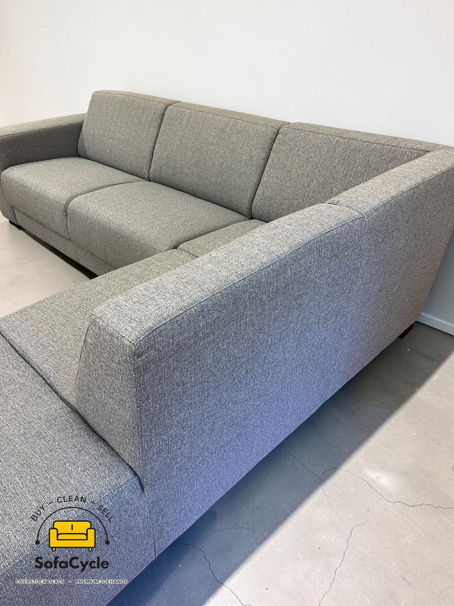 Goossens hoekzetel grijs in stof, hoek R – overstock