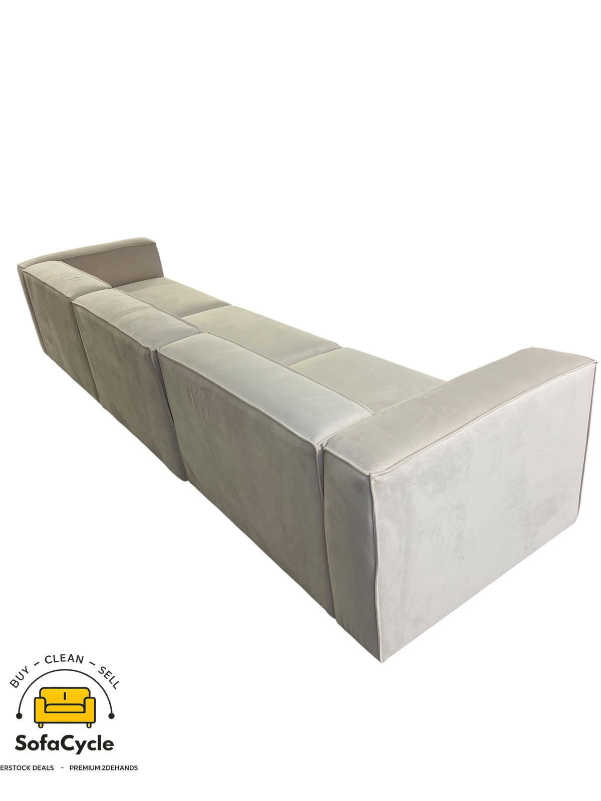 4-zit beige in fluweel, modulair – overstock