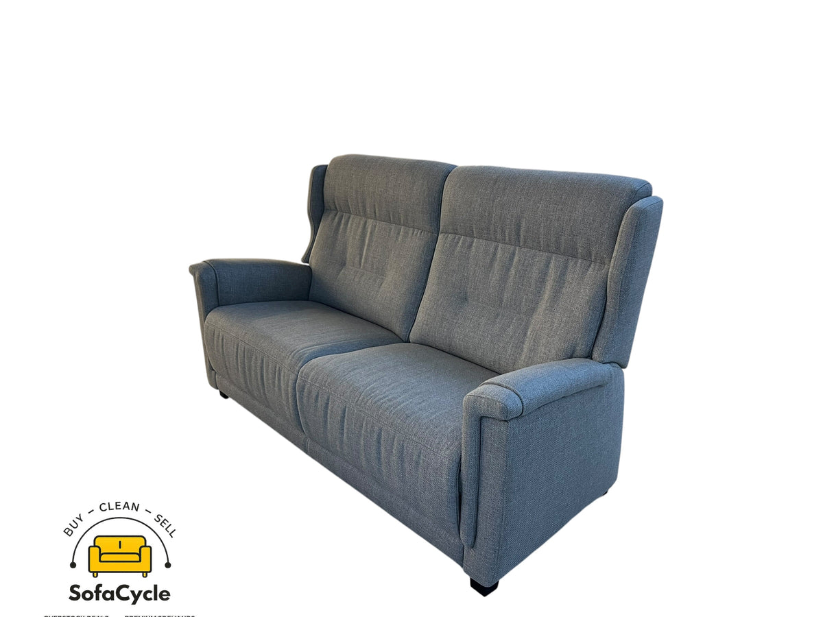 Zetel grijs in stof met hoge rugleuning – tweedehands