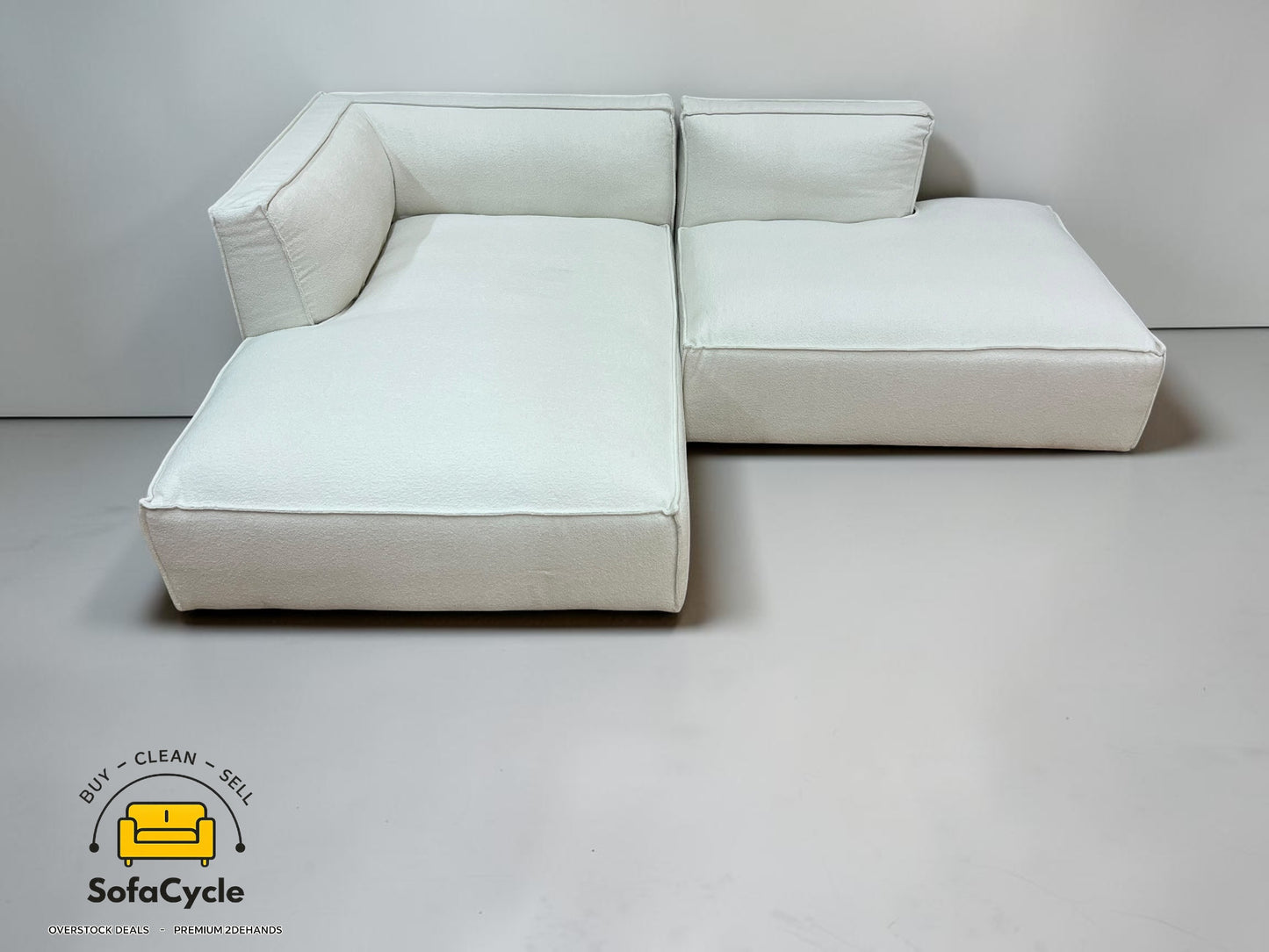 NV Gallery hoekzetel wit in bouclé, hoek L – overstock