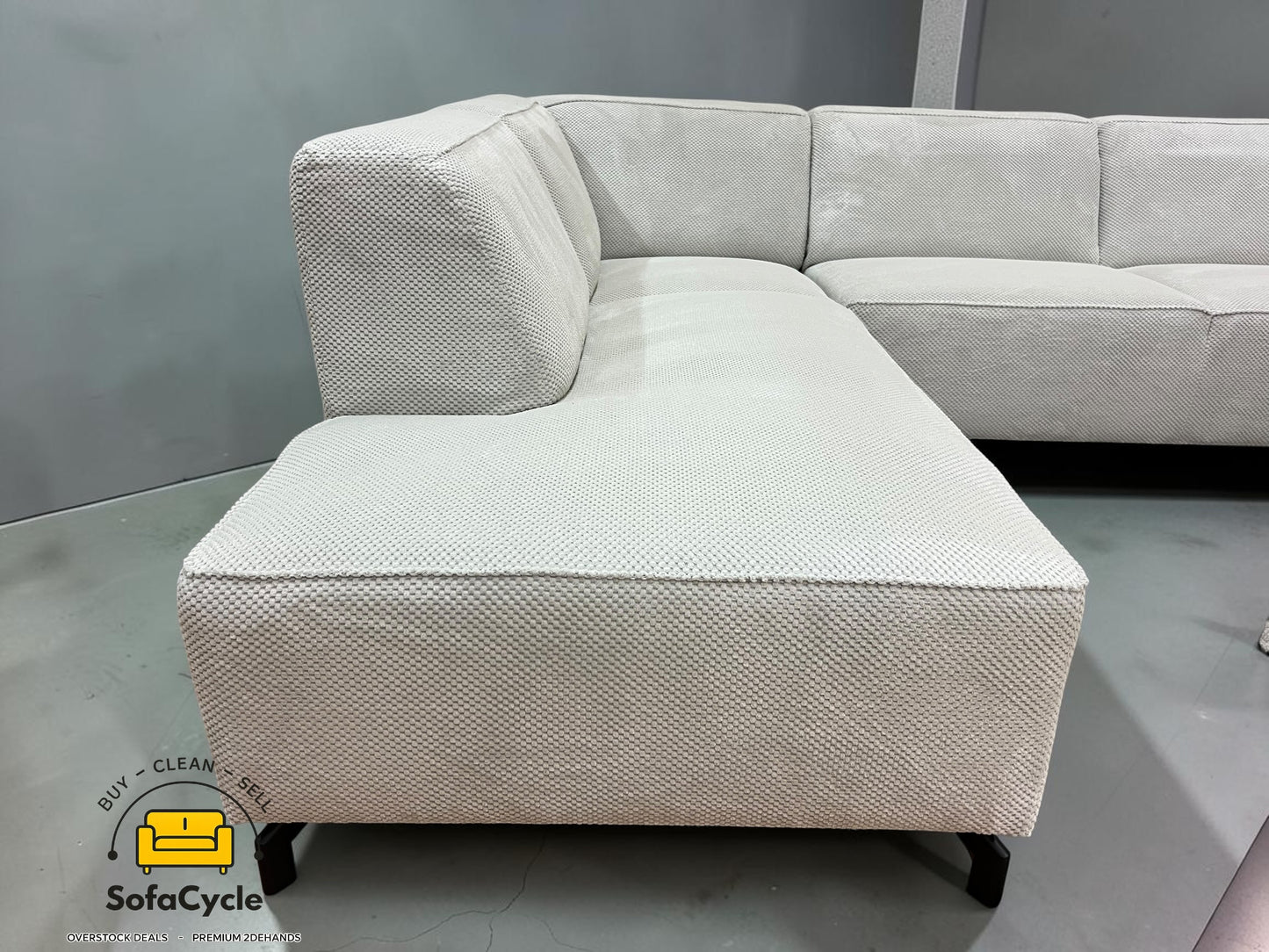 Manchester hoekzetel wit in bouclé, hoek R – overstock