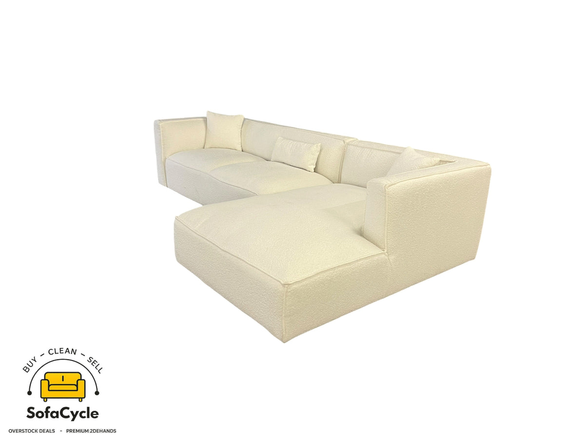NV Gallery hoekzetel wit in bouclé, hoek R – overstock