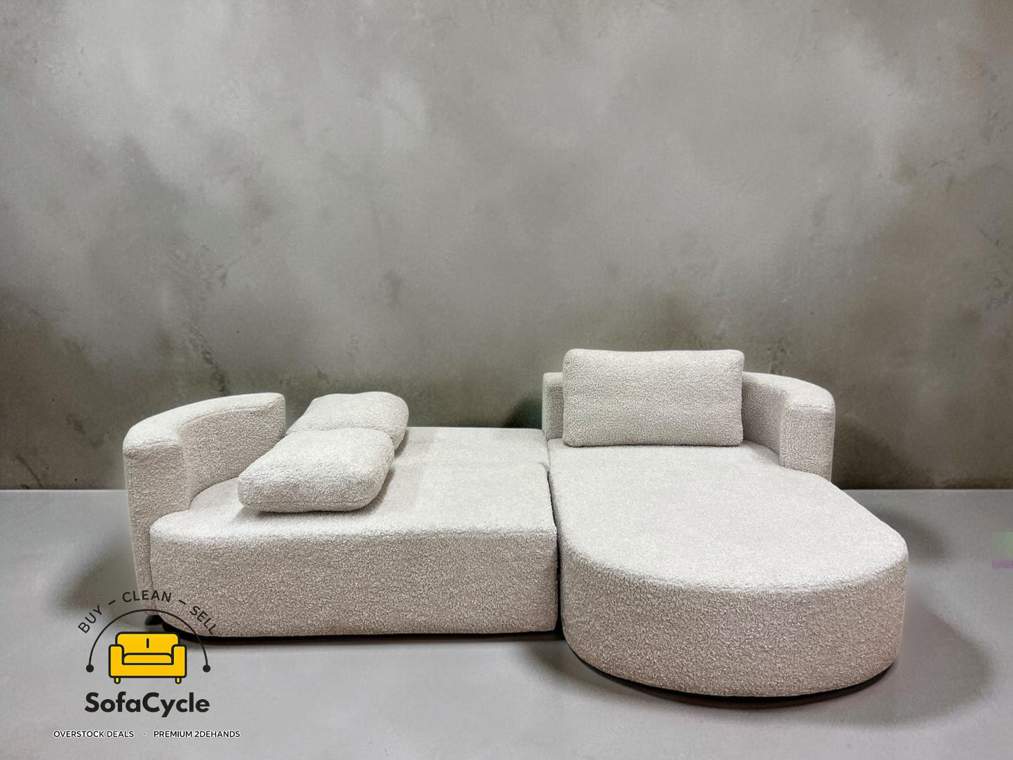 Hoekzetel wit in teddystof met slaapfunctie – overstock