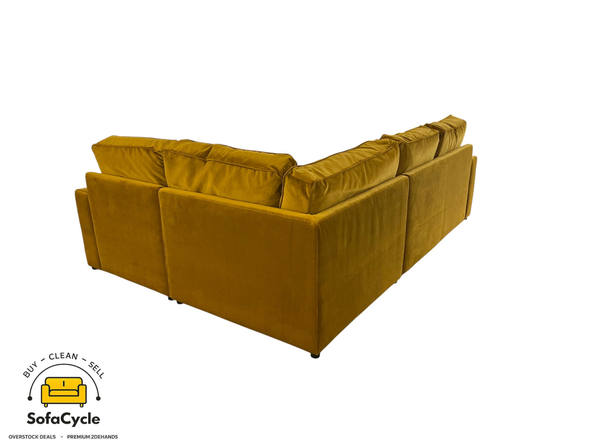 Hoekzetel mosterdgeel in fluweel, hoek R – overstock