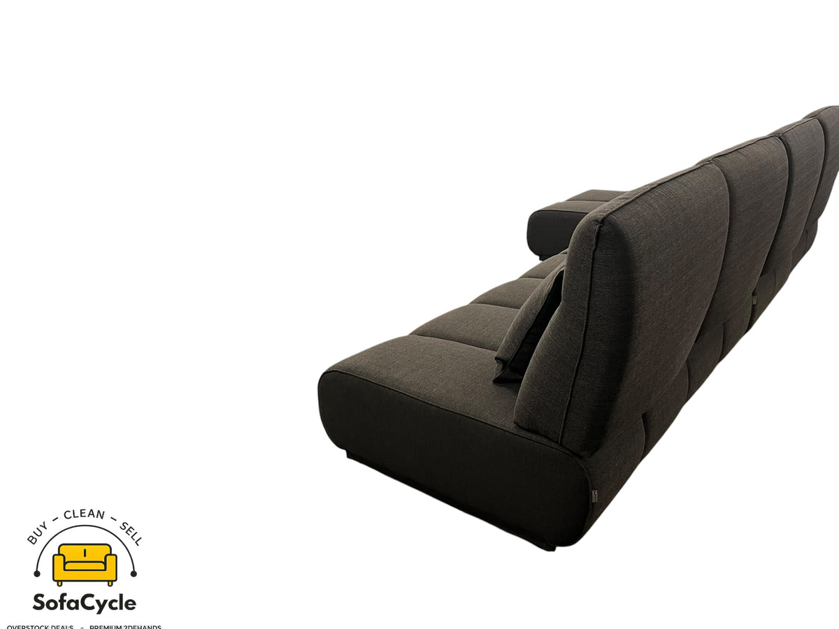 Hoekzetel zwart in stof, modulair – overstock