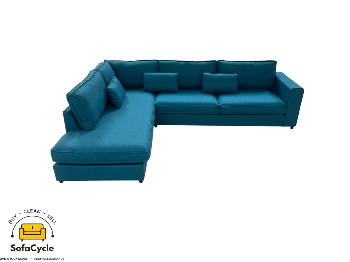 Hoekzetel blauw in stof, hoek L – overstock