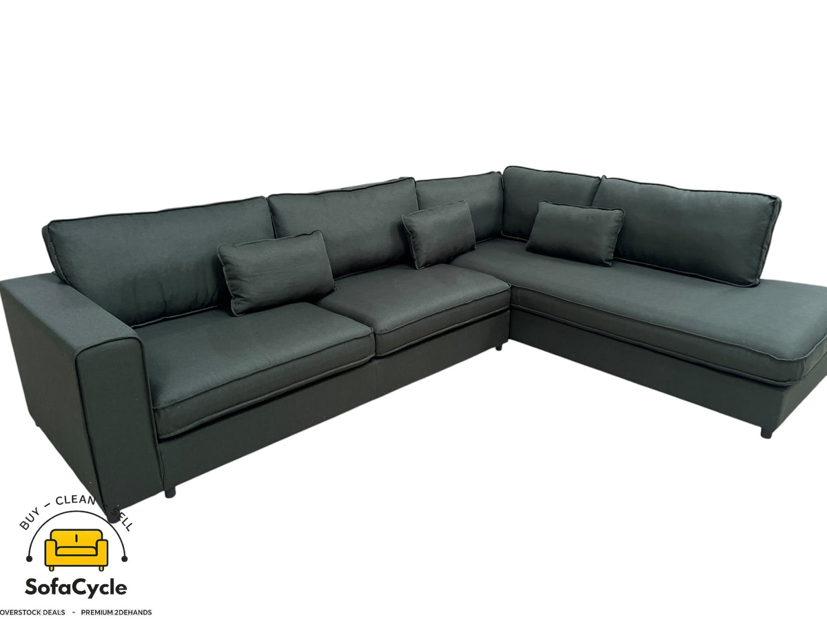 Hoekzetel groen in stof, hoek R – overstock