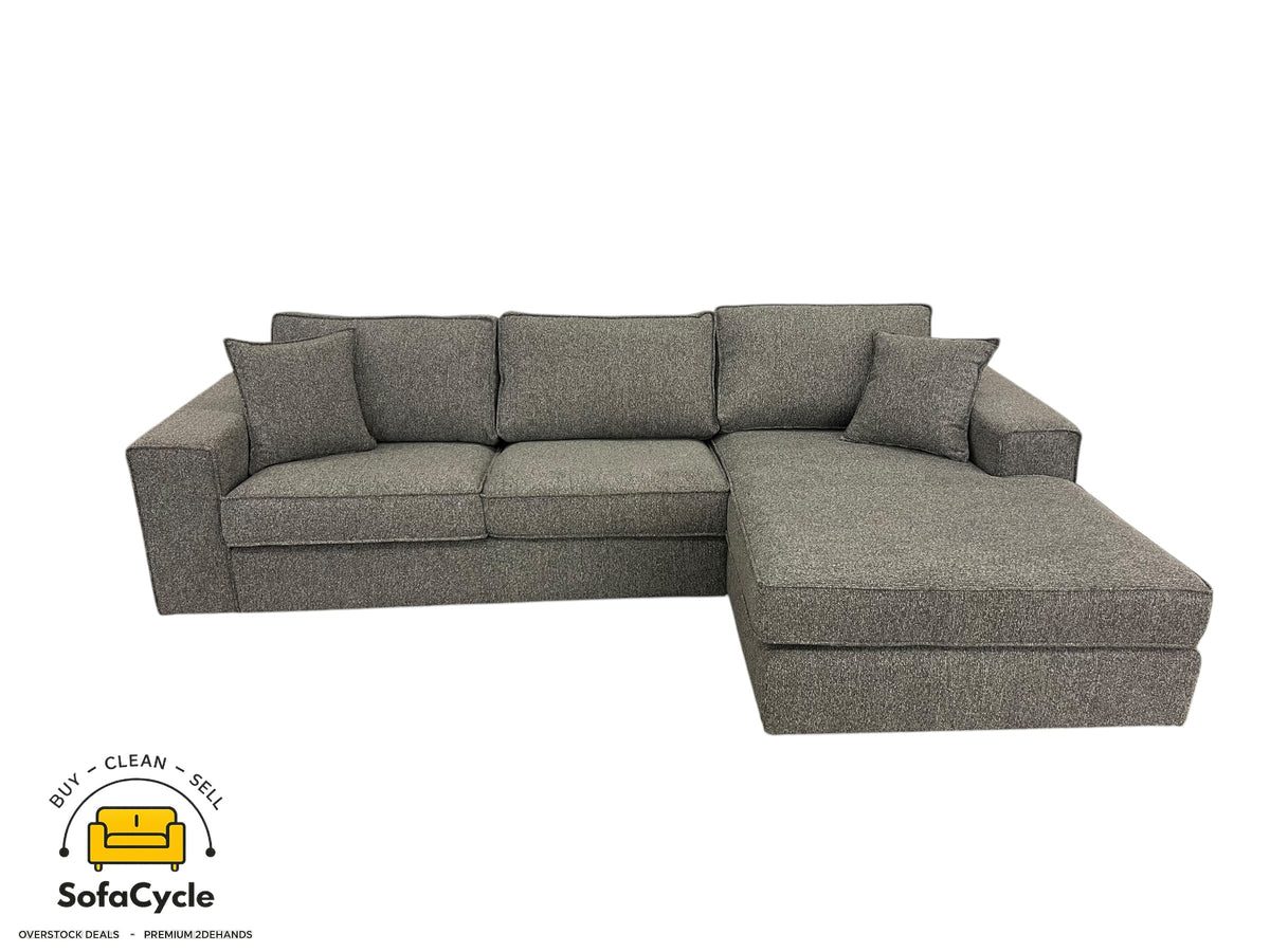 Hoekzetel grijs in stof, hoek R – overstock