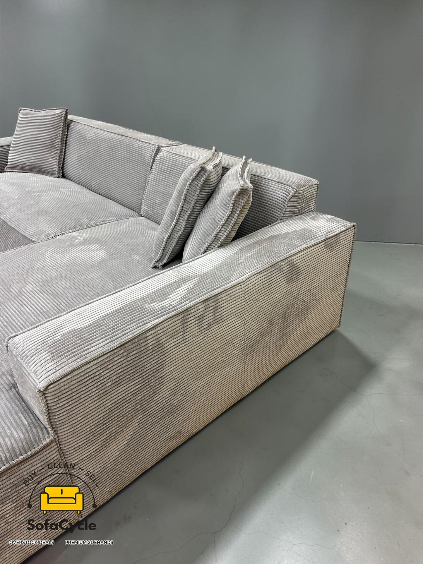 Belfast hoekzetel grijs in fluweel, hoek R – overstock