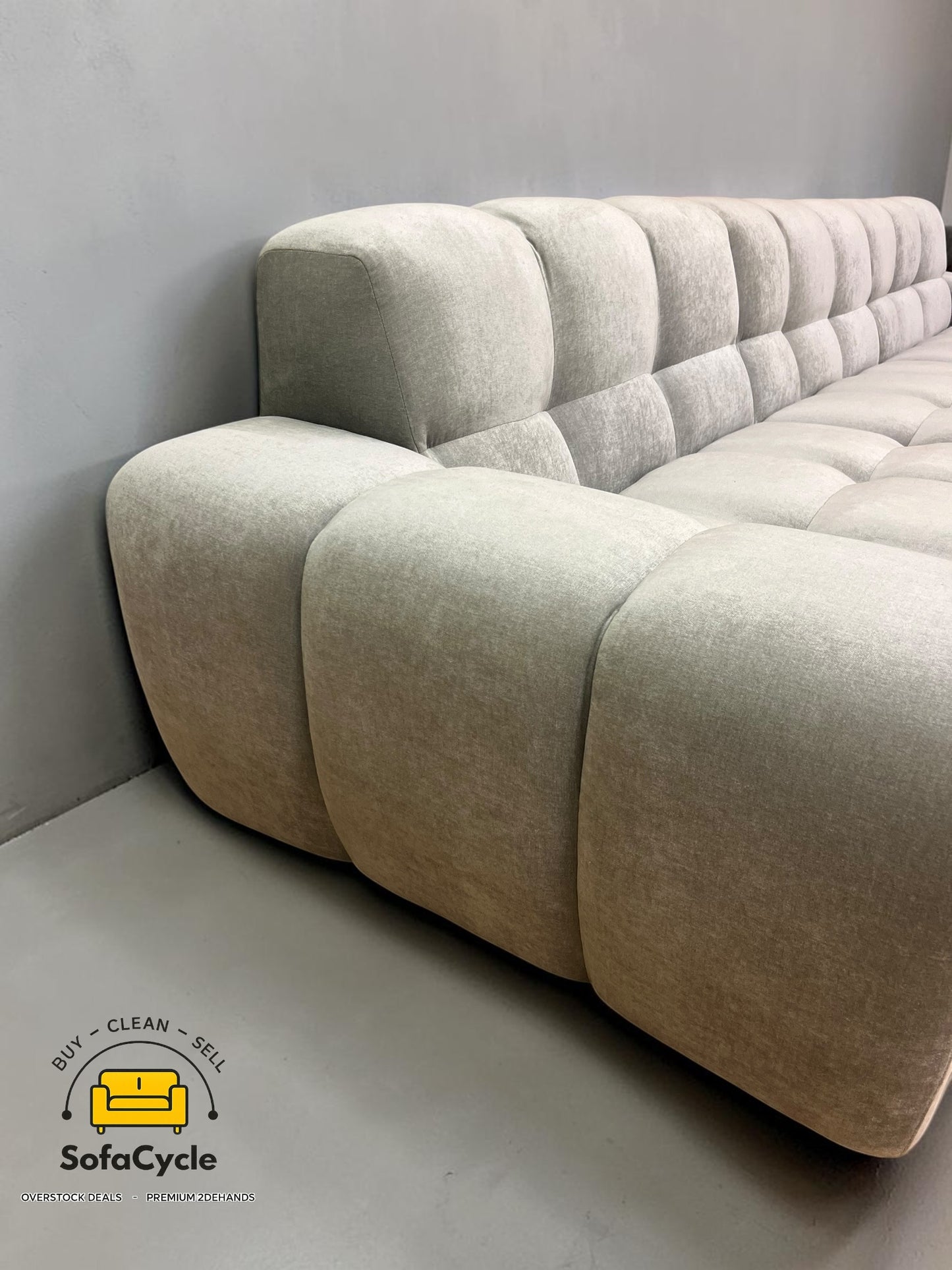 Goossens hoekzetel lichtgrijs in stof, hoek R – overstock