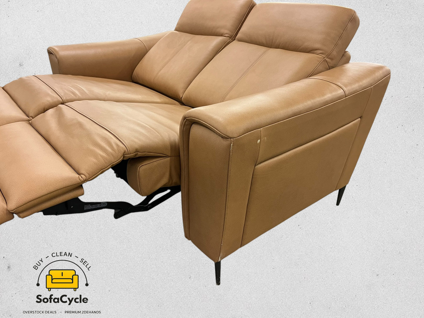 Medalounger 2-zit cognac met relaxfunctie – tweedehands