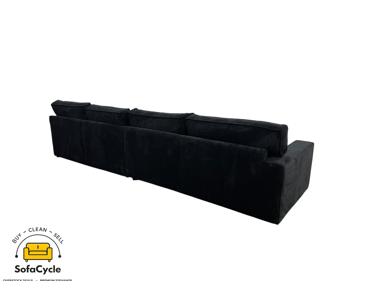 4-zit zwart in ribstof, modulair – overstock