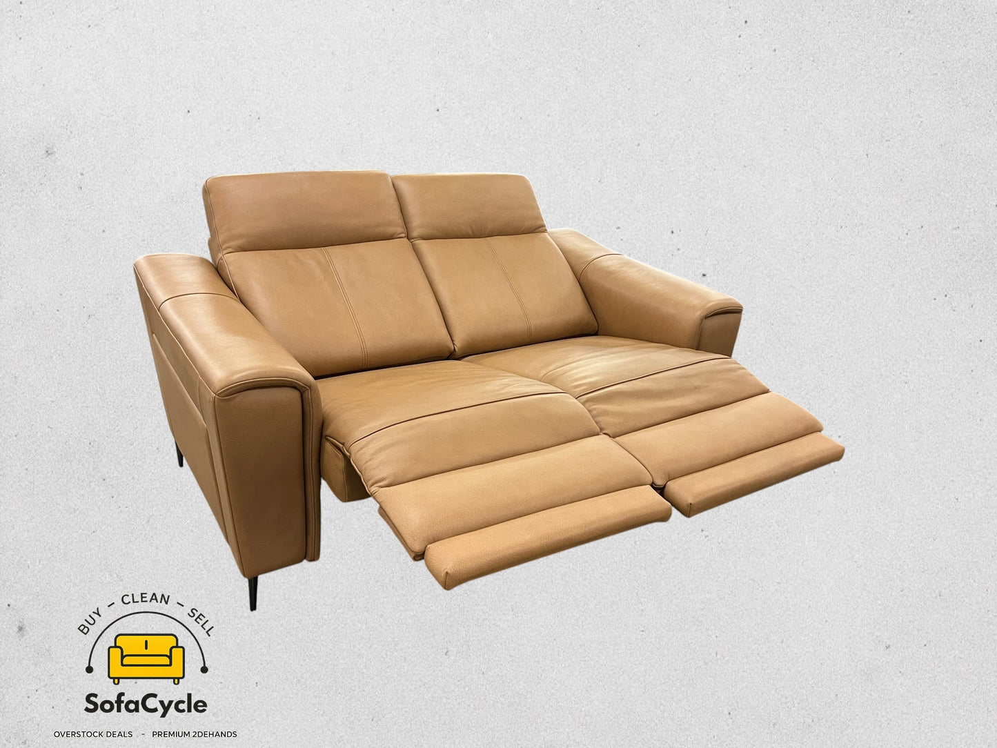 Medalounger 2-zit cognac met relaxfunctie – tweedehands