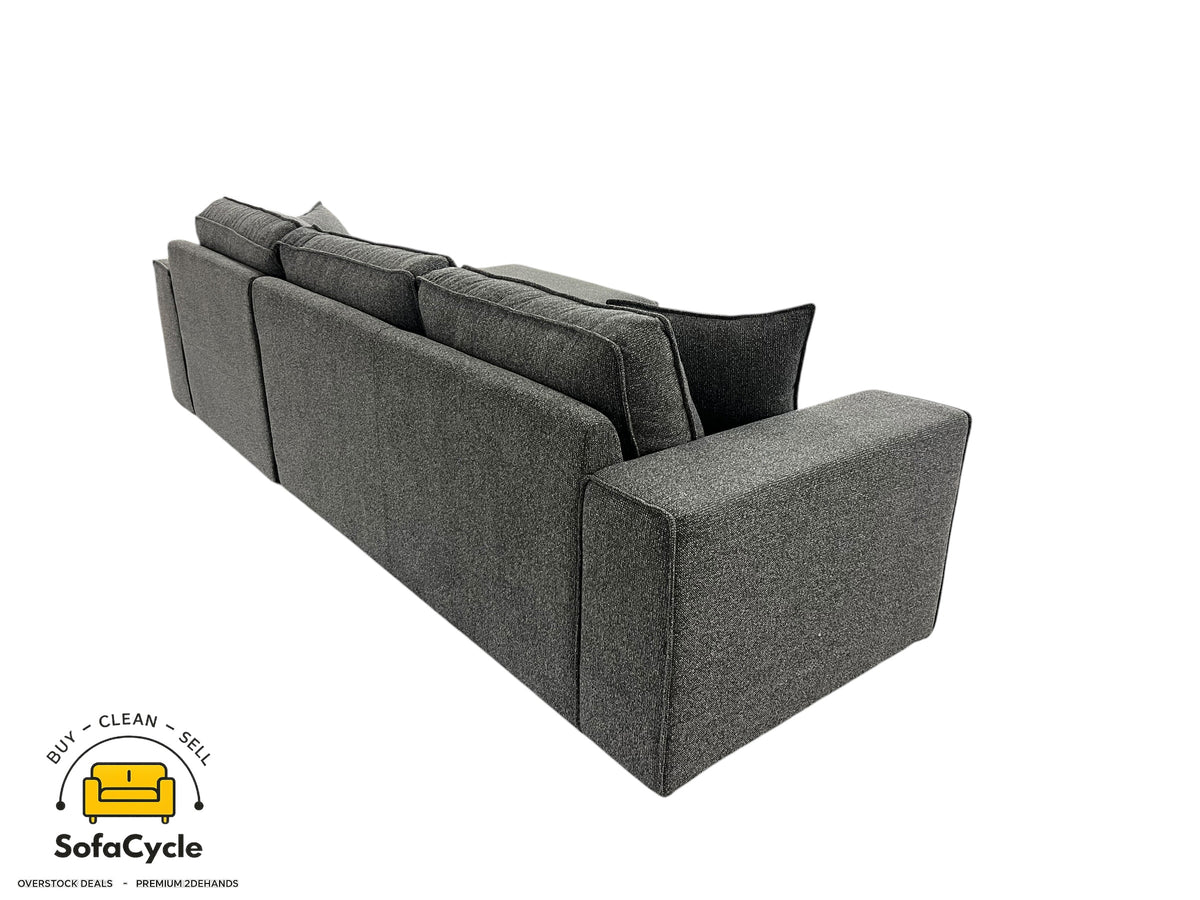 Hoekzetel grijs in stof, hoek R – overstock