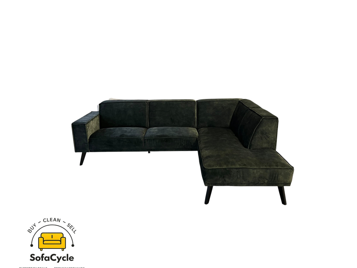 Hoekzetel groen in fluweel, hoek R – overstock