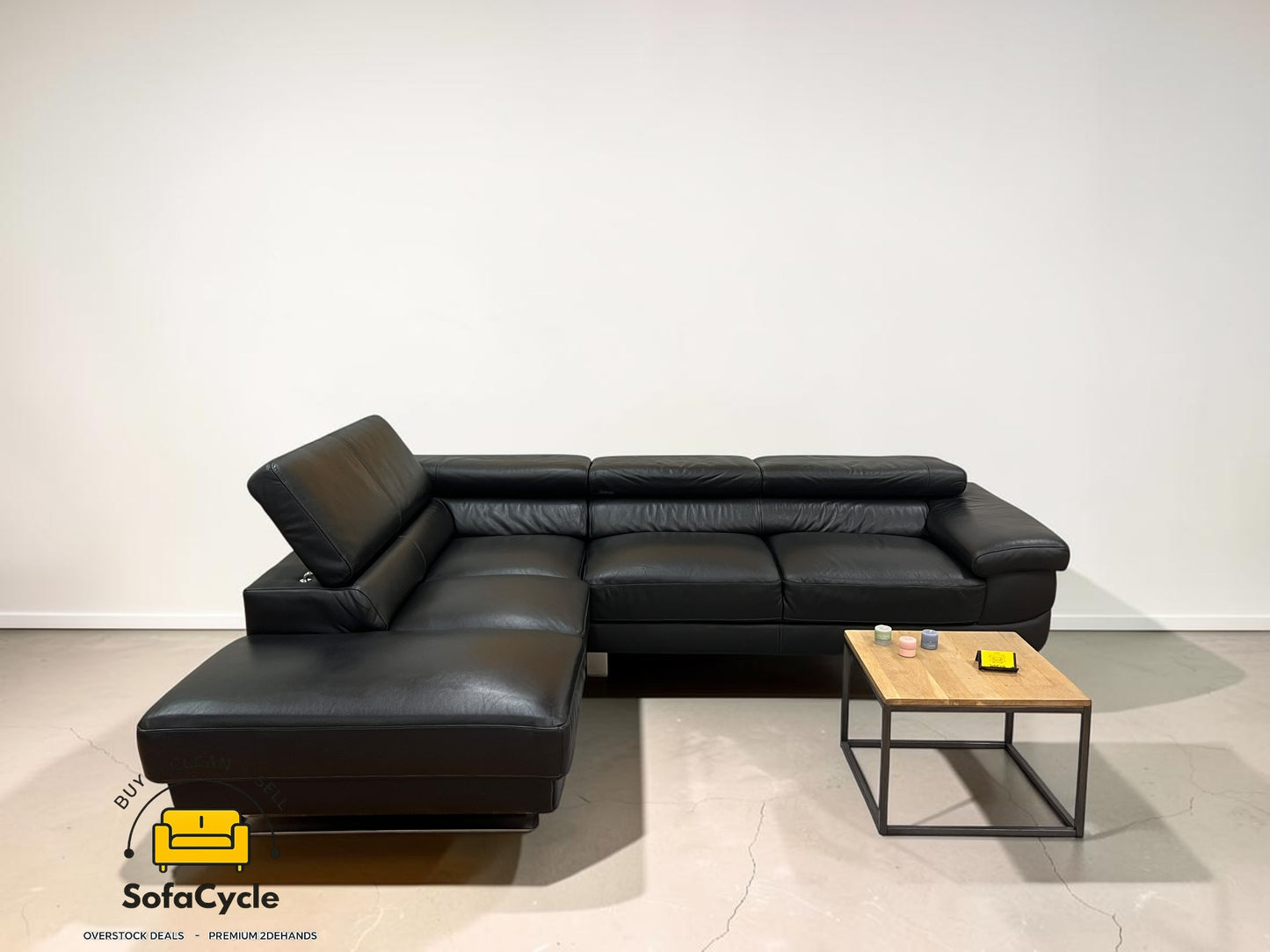 Belform hoekzetel zwart met hoofdsteun – tweedehands