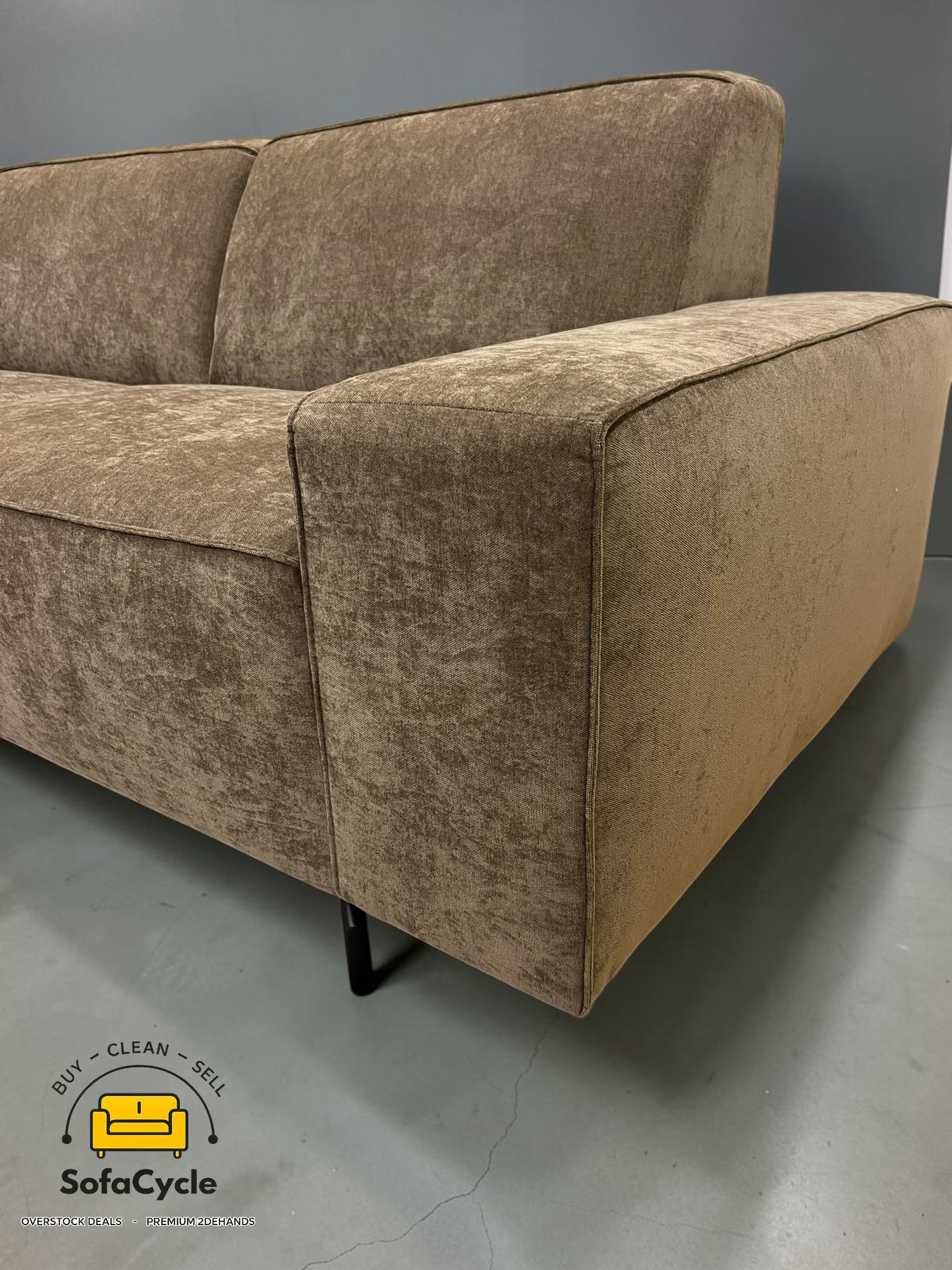 Manchester hoekzetel bruin in stof, hoek L – overstock