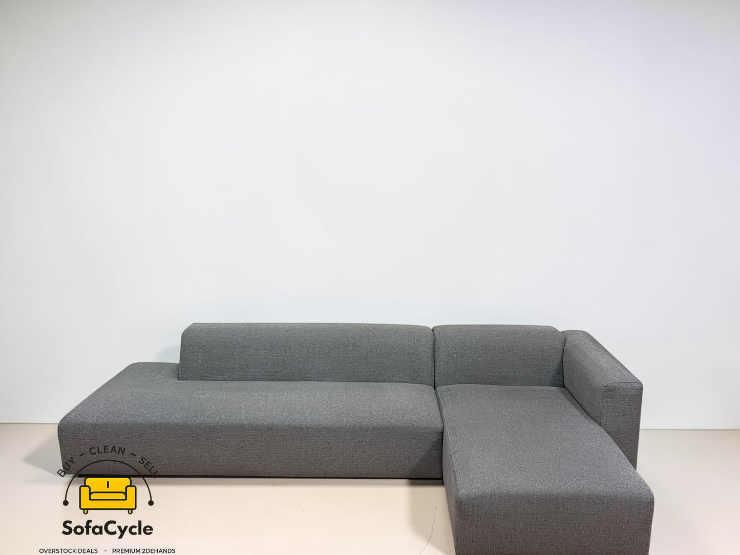 Hoekzetel grijs in stof extra ruim, hoek R – tweedehands