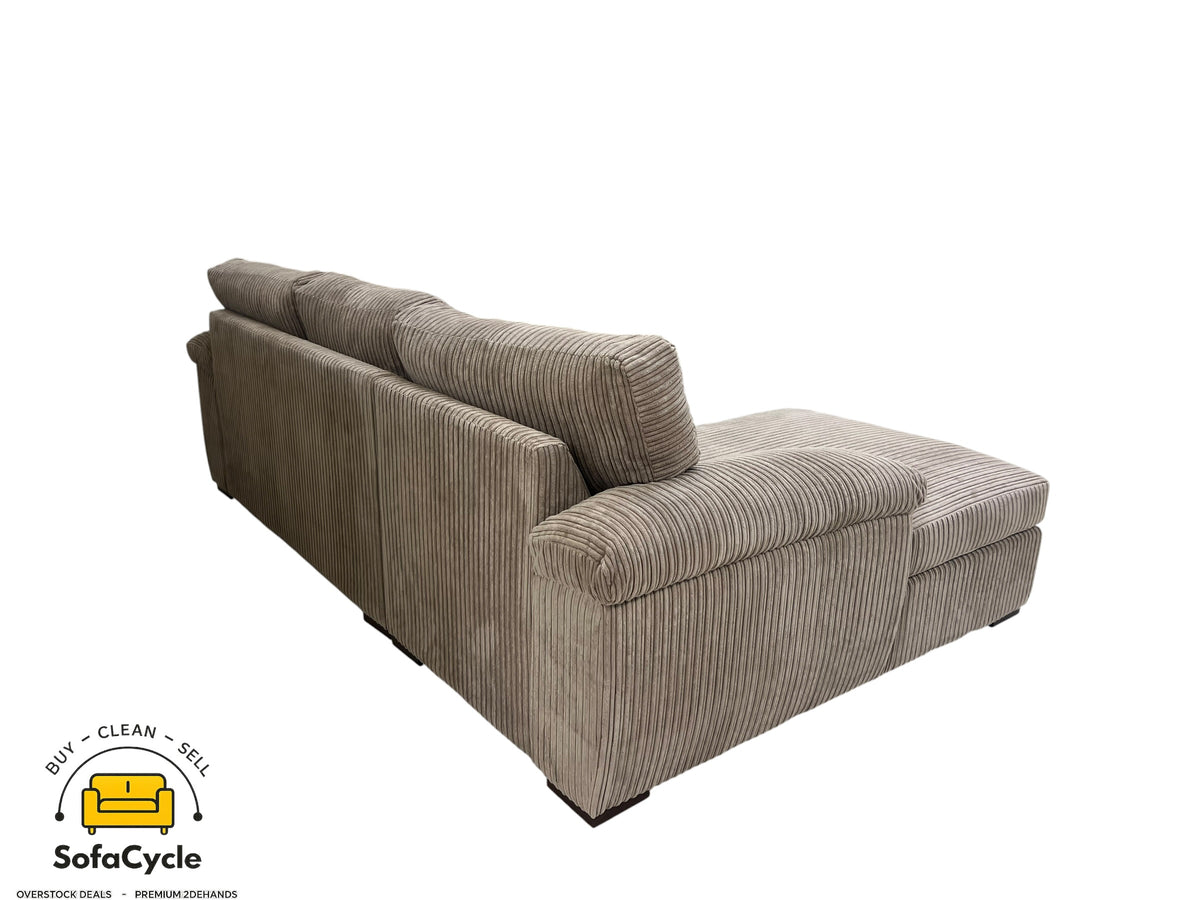 Hoekzetel bruin in ribstof, hoek L – overstock